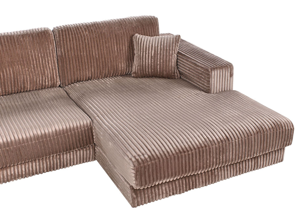 Corner Sofa LOFOTEN Corduroy Light Brown 3 Seater Left Hand