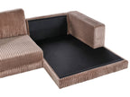 Corner Sofa LOFOTEN Corduroy Light Brown 3 Seater Left Hand