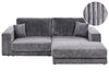 Corner Sofa Corduroy Dark Grey 3 Seater Left Hand