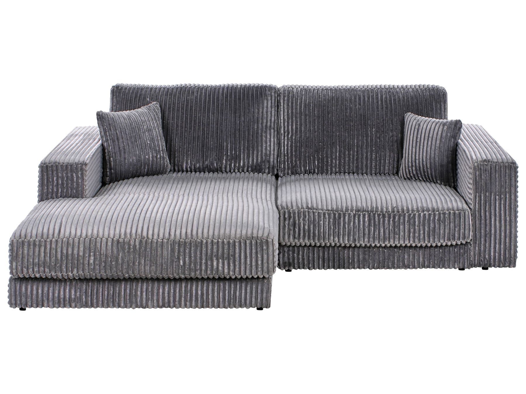 Corner Sofa LOFOTEN Corduroy Dark Grey 3 Seater Right Hand