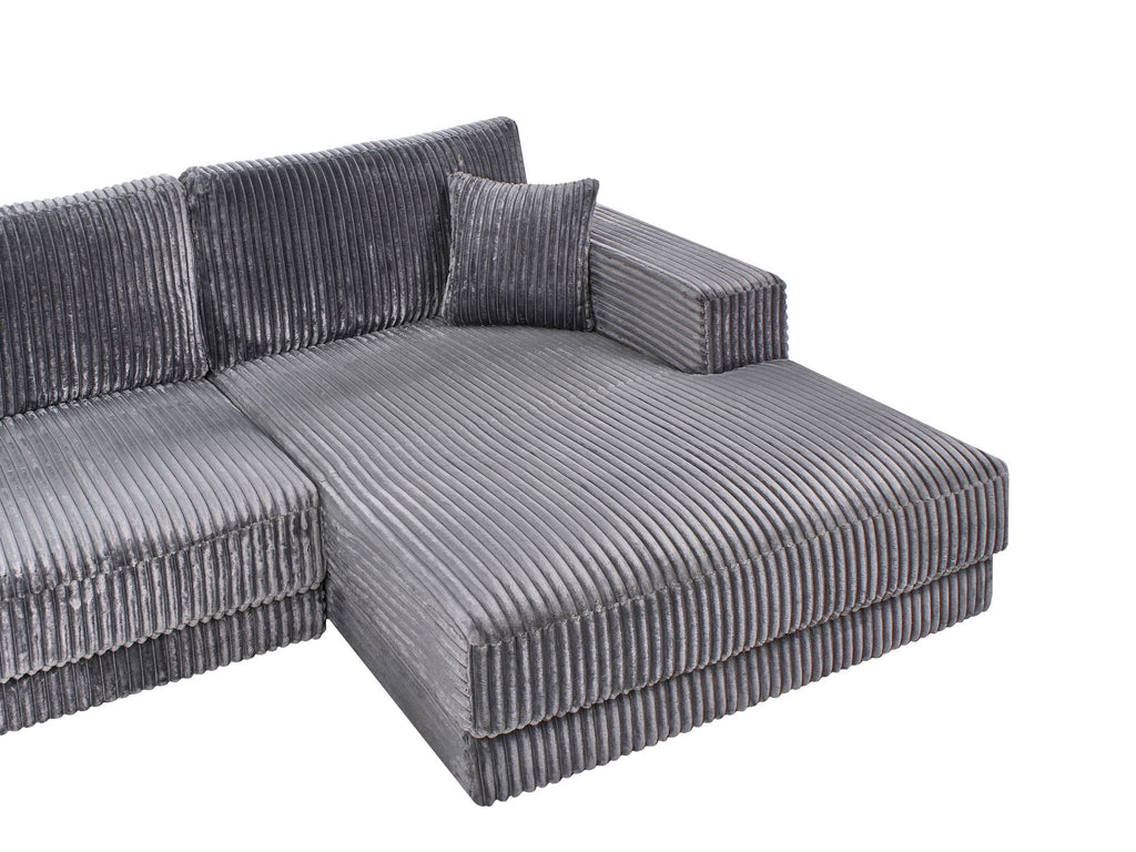 Corner Sofa LOFOTEN Corduroy Dark Grey 3 Seater Right Hand
