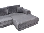 Corner Sofa LOFOTEN Corduroy Dark Grey 3 Seater Right Hand