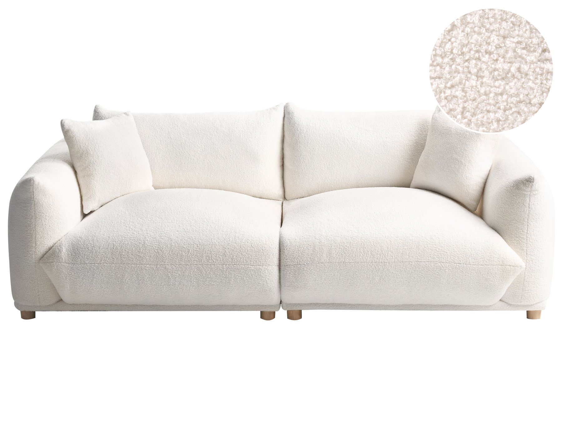 3 Seater Boucle Sofa Off-White LUVOS