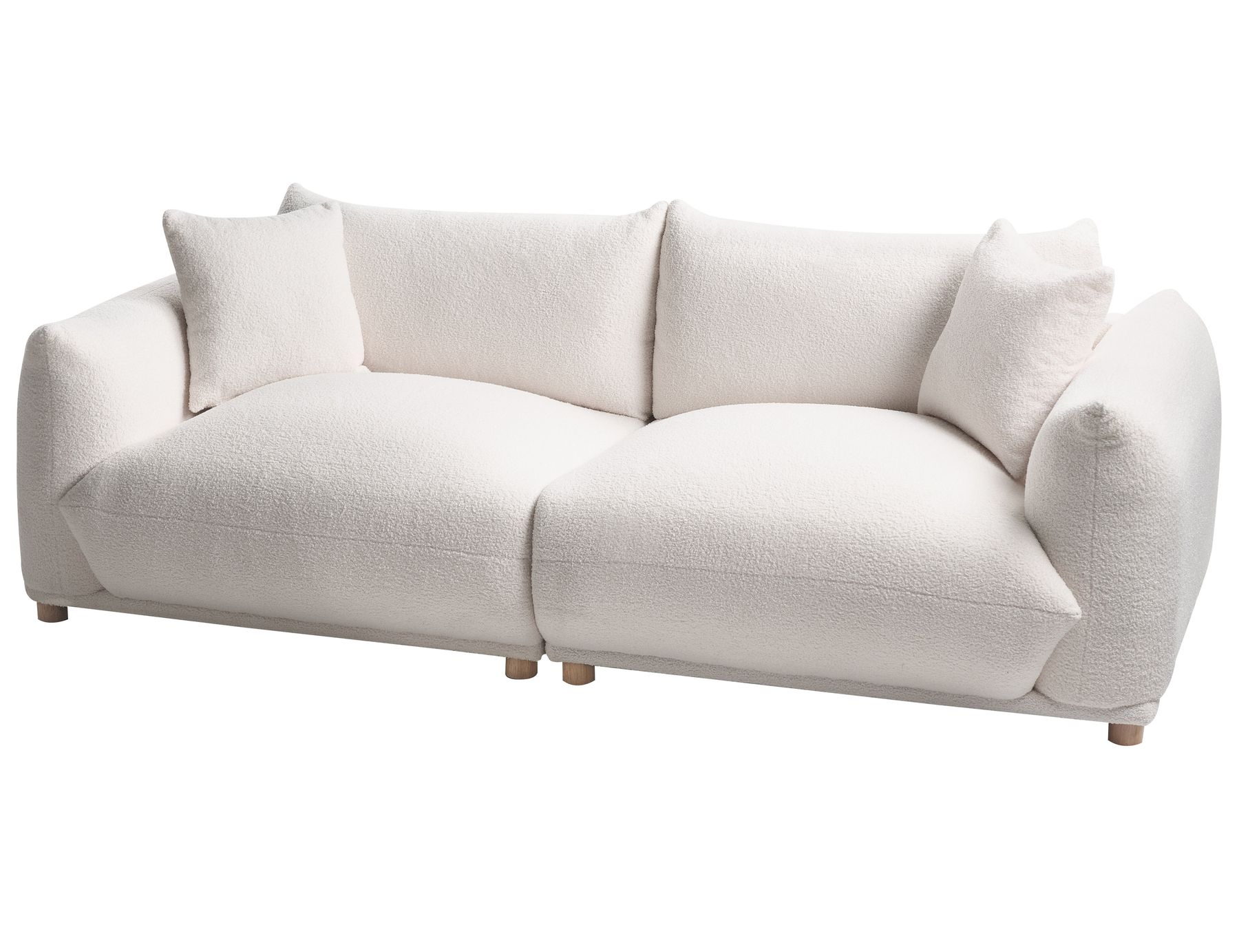 3 Seater Boucle Sofa Off-White LUVOS
