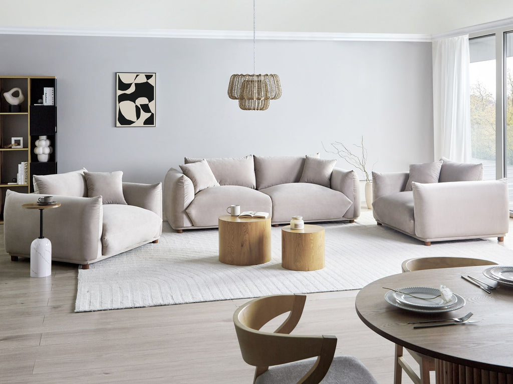 3 Seater Velvet Sofa Taupe LUVOS