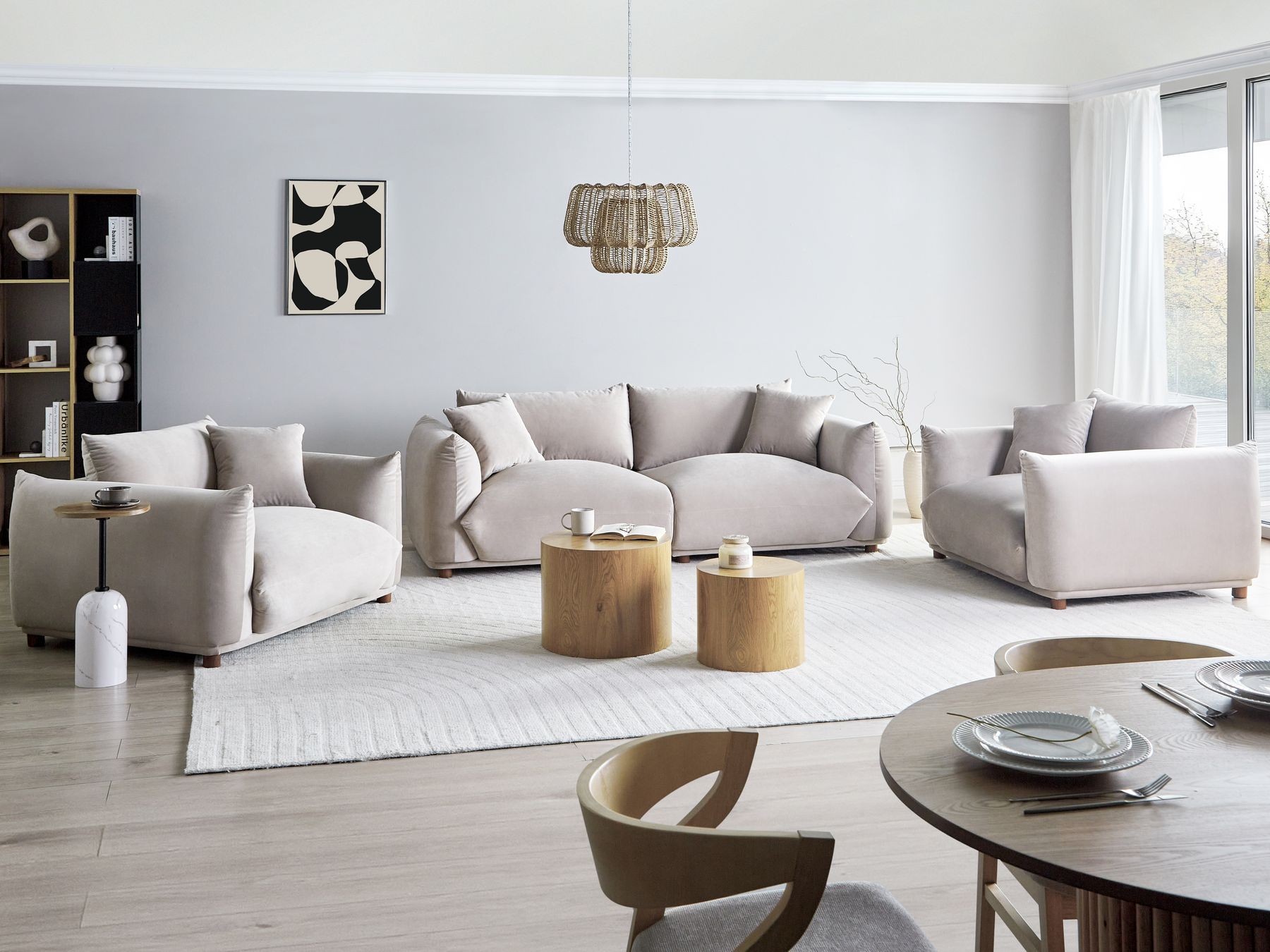 3 Seater Velvet Sofa Taupe LUVOS