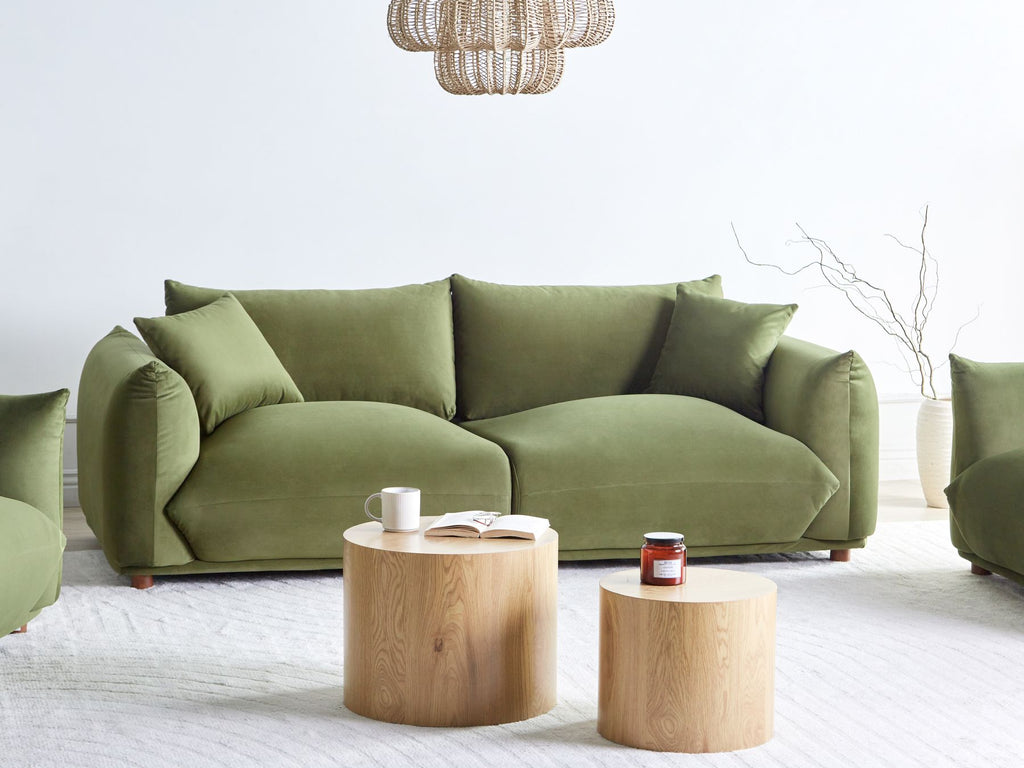 3 Seater Velvet Sofa Green LUVOS