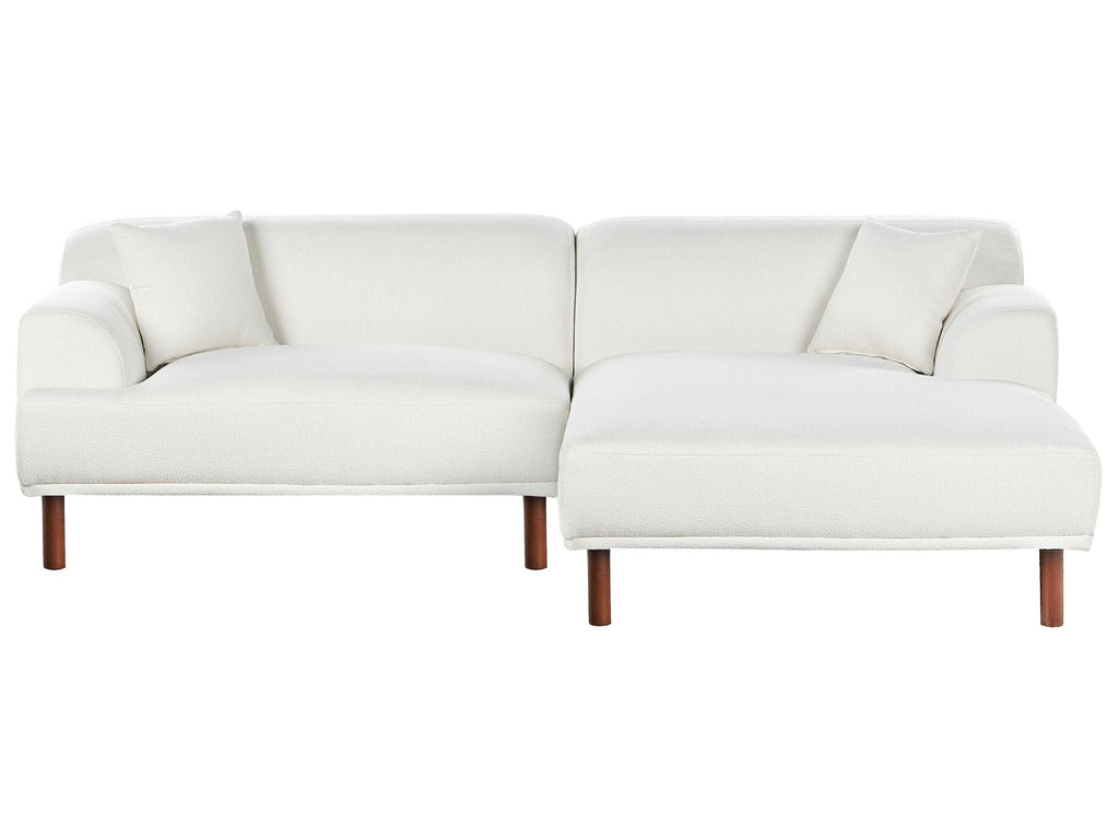 Left Hand Boucle Corner Sofa White HOLT
