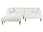 Corner Sofa HOLT Boucle White with Ottoman 3 Seater Left Hand