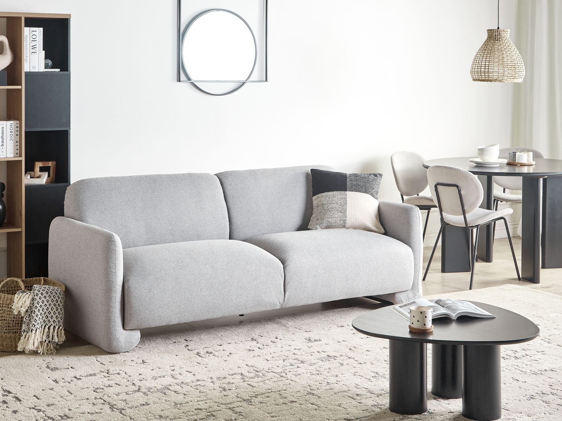 3 Seater Fabric Sofa Grey SALAND