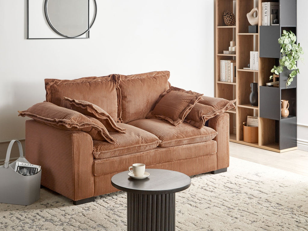 2 Seater Jumbo Cord Sofa Brown TIRRO