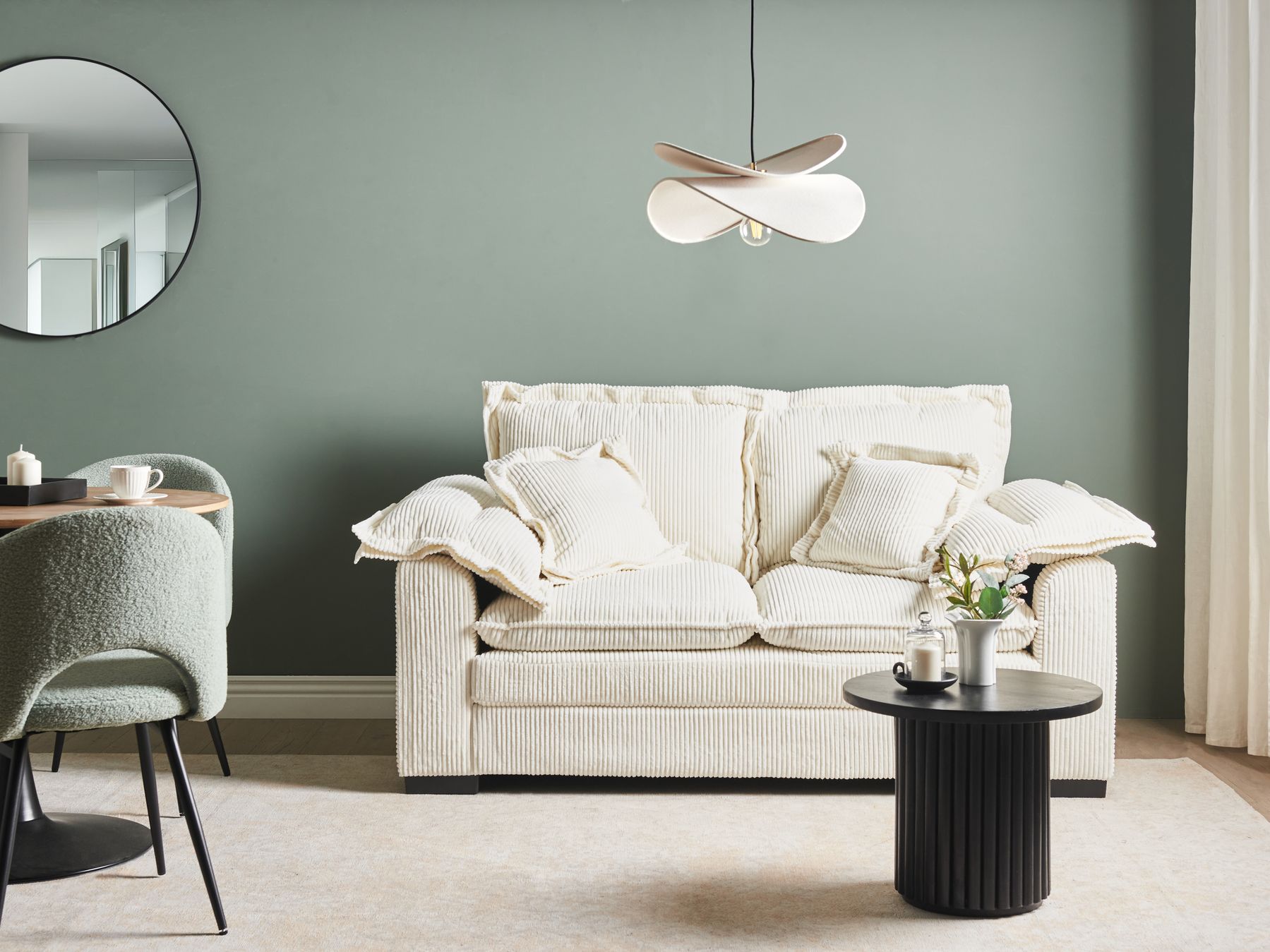 2 Seater Jumbo Cord Sofa White TIRRO