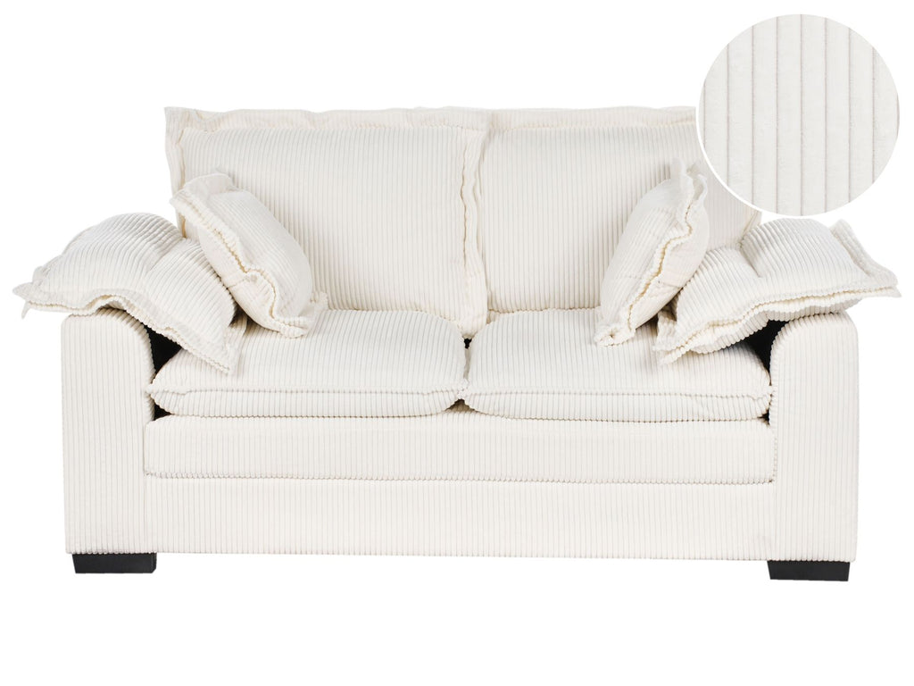 2 Seater Jumbo Cord Sofa White TIRRO