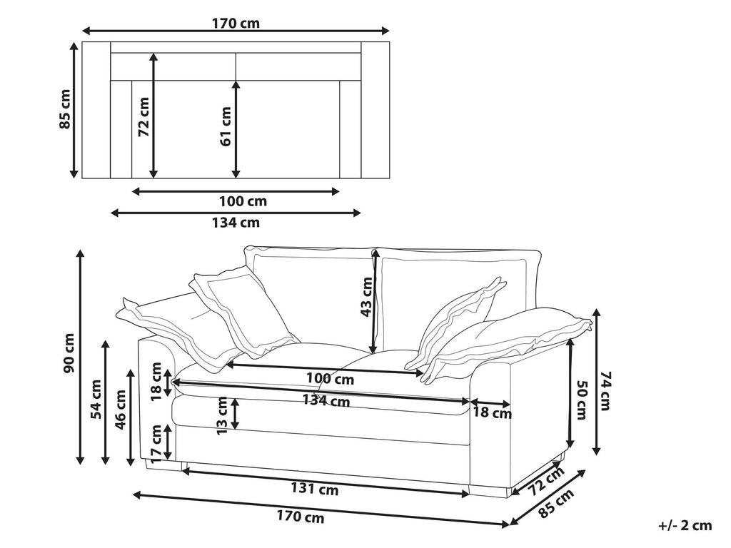 2 Seater Jumbo Cord Sofa White TIRRO