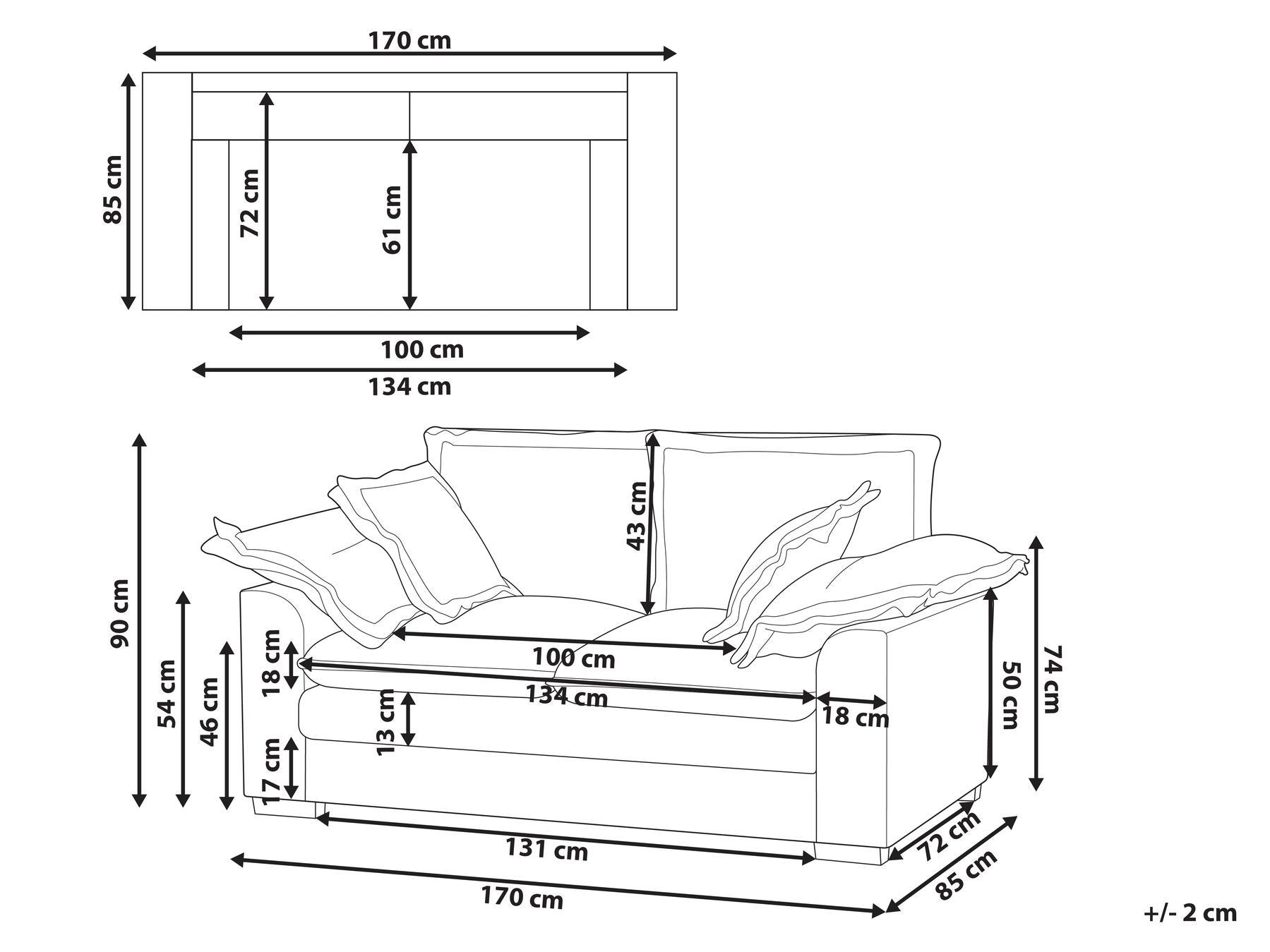 2 Seater Jumbo Cord Sofa White TIRRO