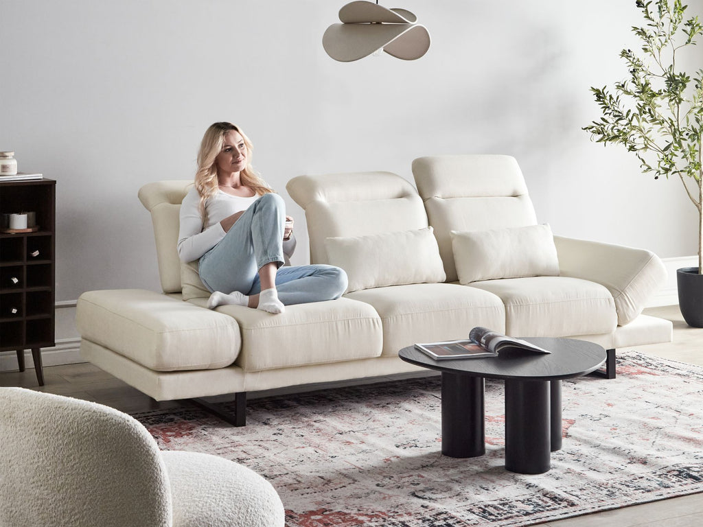Fabric 3 Seater Sofa Off White IKAST