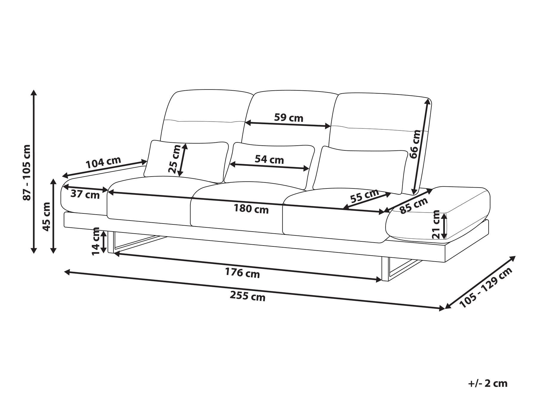 Fabric 3 Seater Sofa Beige IKAST