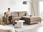 Left Hand Fabric Corner Sofa Brown MALOY