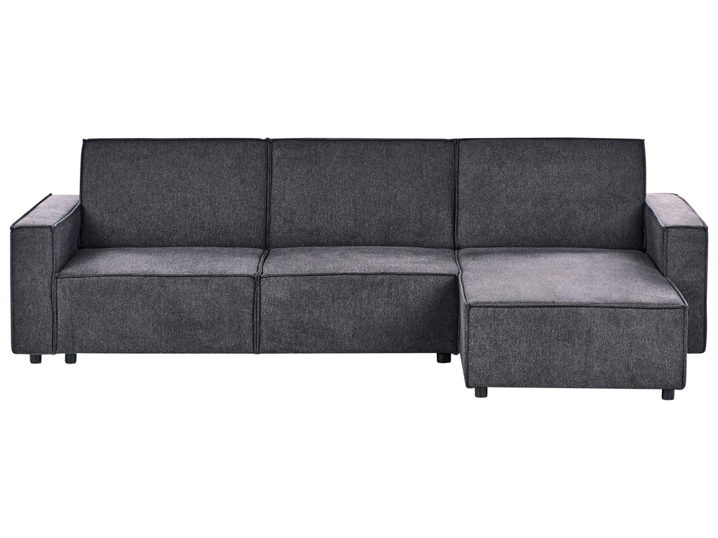 Corner Sofa Bed ROMEDAL II Fabric Graphite Grey 3 Seater Left Hand
