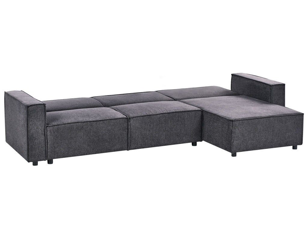 Corner Sofa Bed ROMEDAL II Fabric Graphite Grey 3 Seater Left Hand