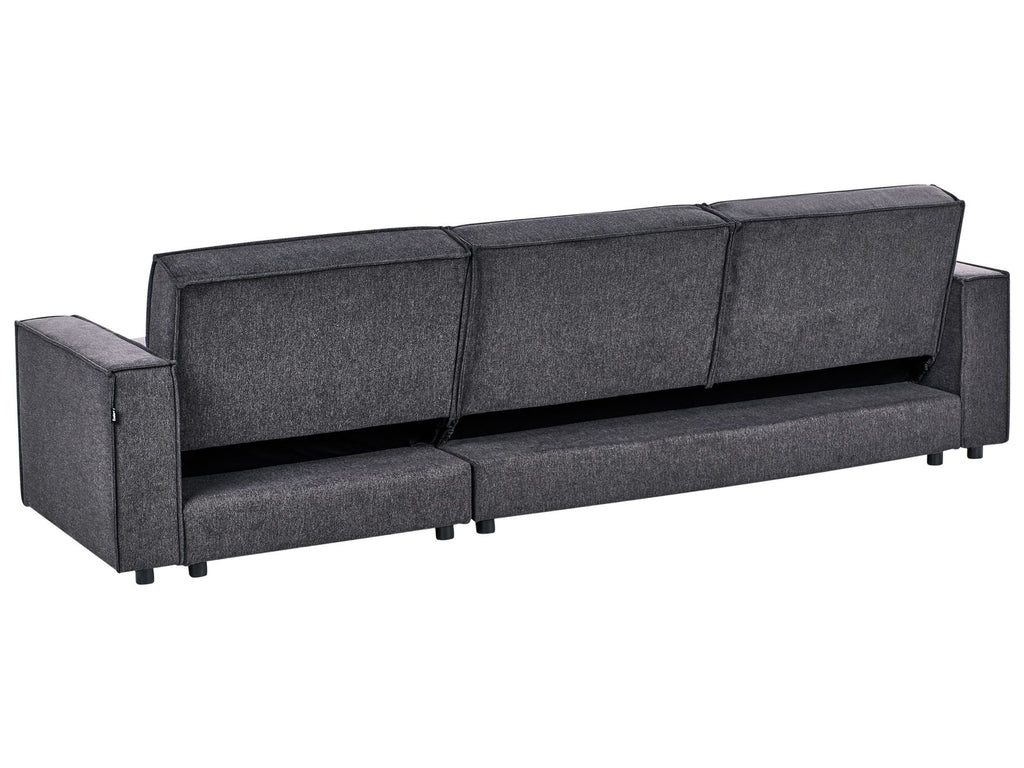 Corner Sofa Bed ROMEDAL II Fabric Graphite Grey 3 Seater Left Hand