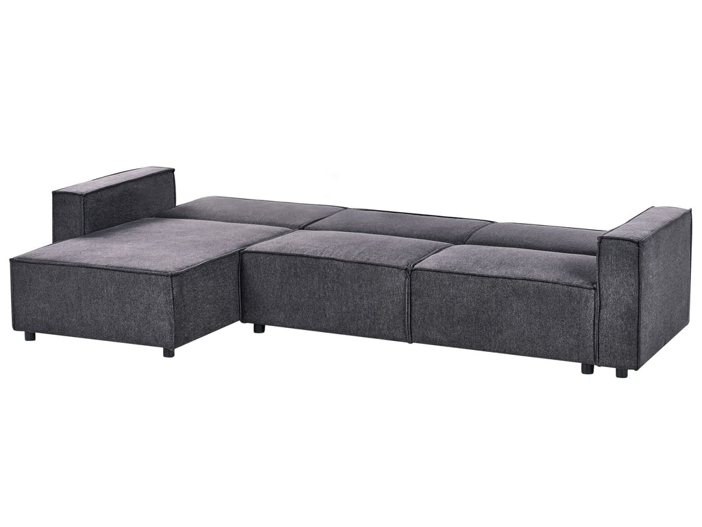 Corner Sofa Bed ROMEDAL II Fabric Graphite Grey 3 Seater Right Hand
