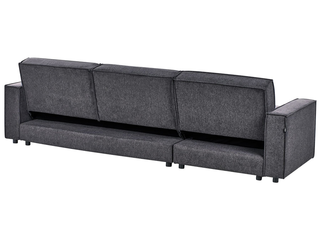 Corner Sofa Bed ROMEDAL II Fabric Graphite Grey 3 Seater Right Hand