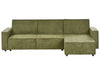 Corner Sofa Bed Fabric Dark Green 3 Seater Left Hand