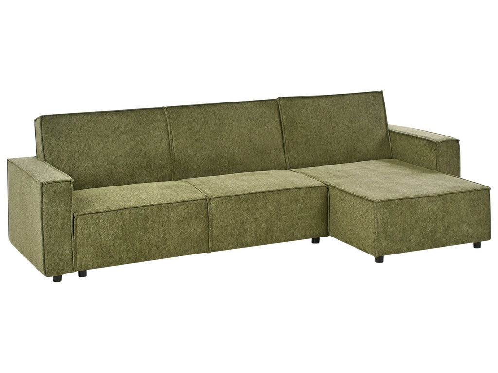 Corner Sofa Bed ROMEDAL II Fabric Dark Green 3 Seater Left Hand