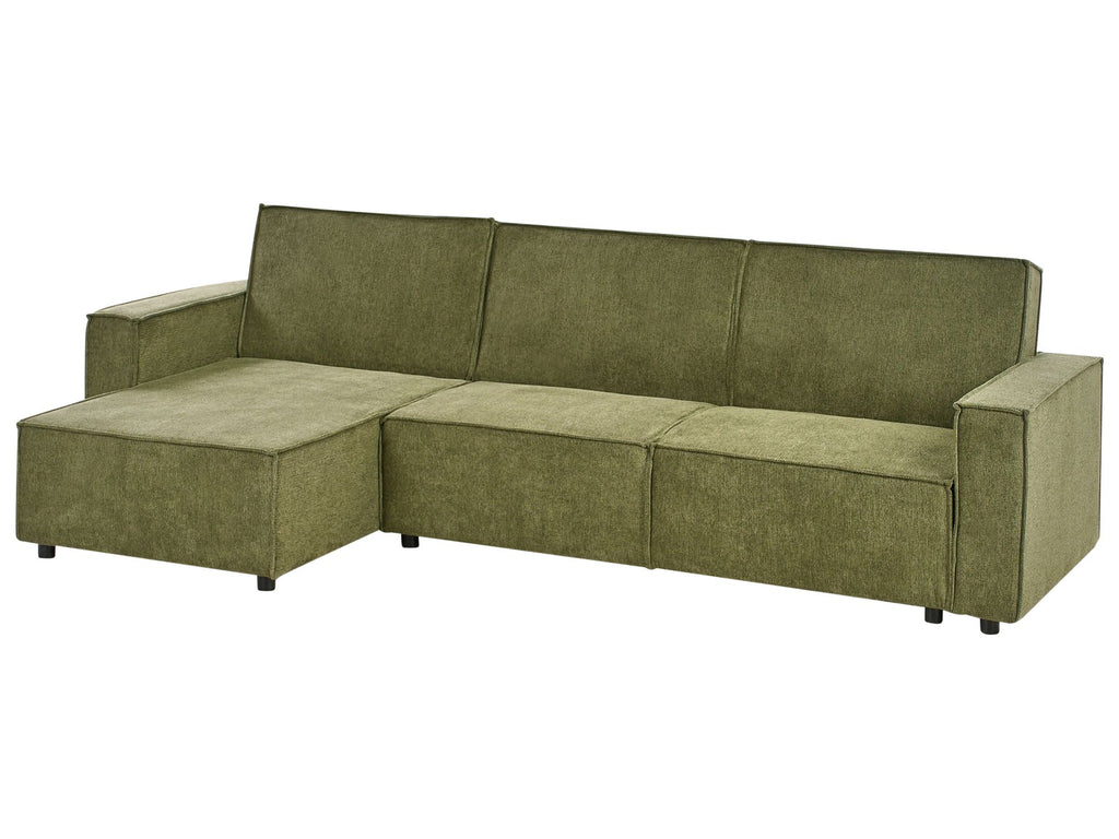 Corner Sofa Bed ROMEDAL II Fabric Dark Green 3 Seater Right Hand