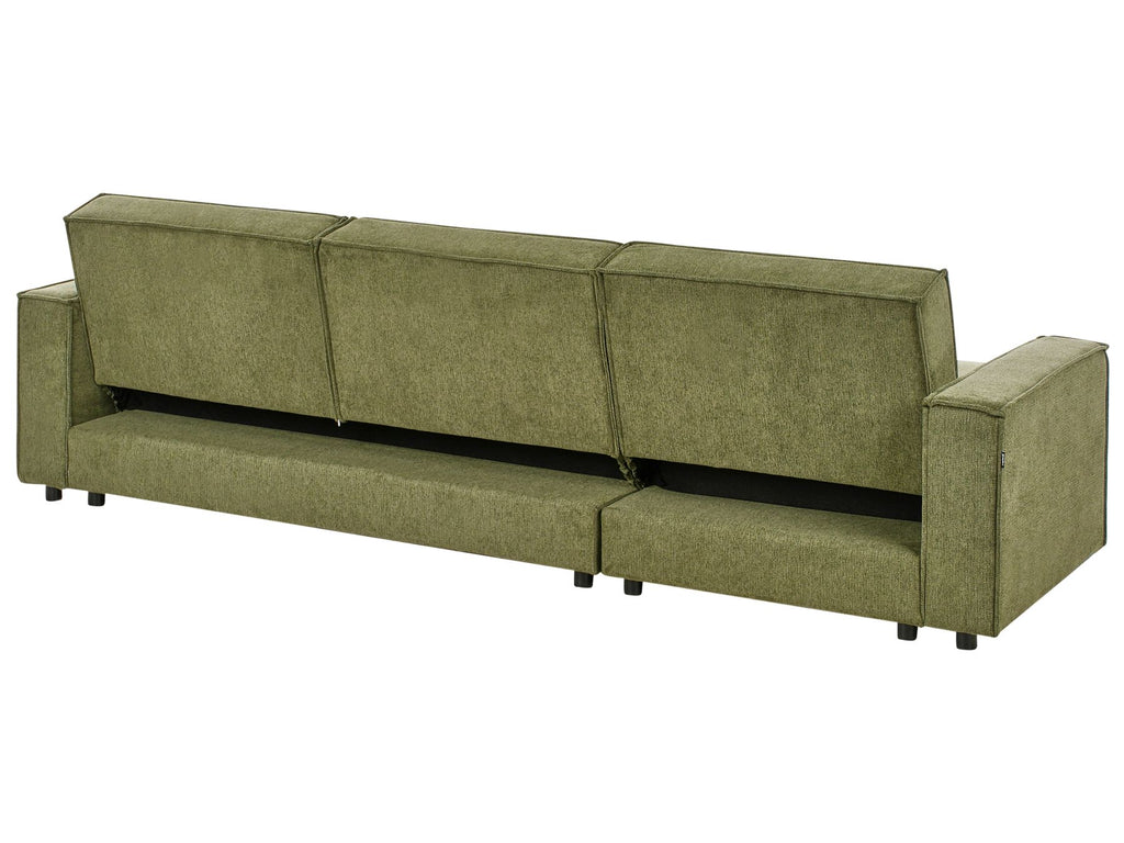 Corner Sofa Bed ROMEDAL II Fabric Dark Green 3 Seater Right Hand
