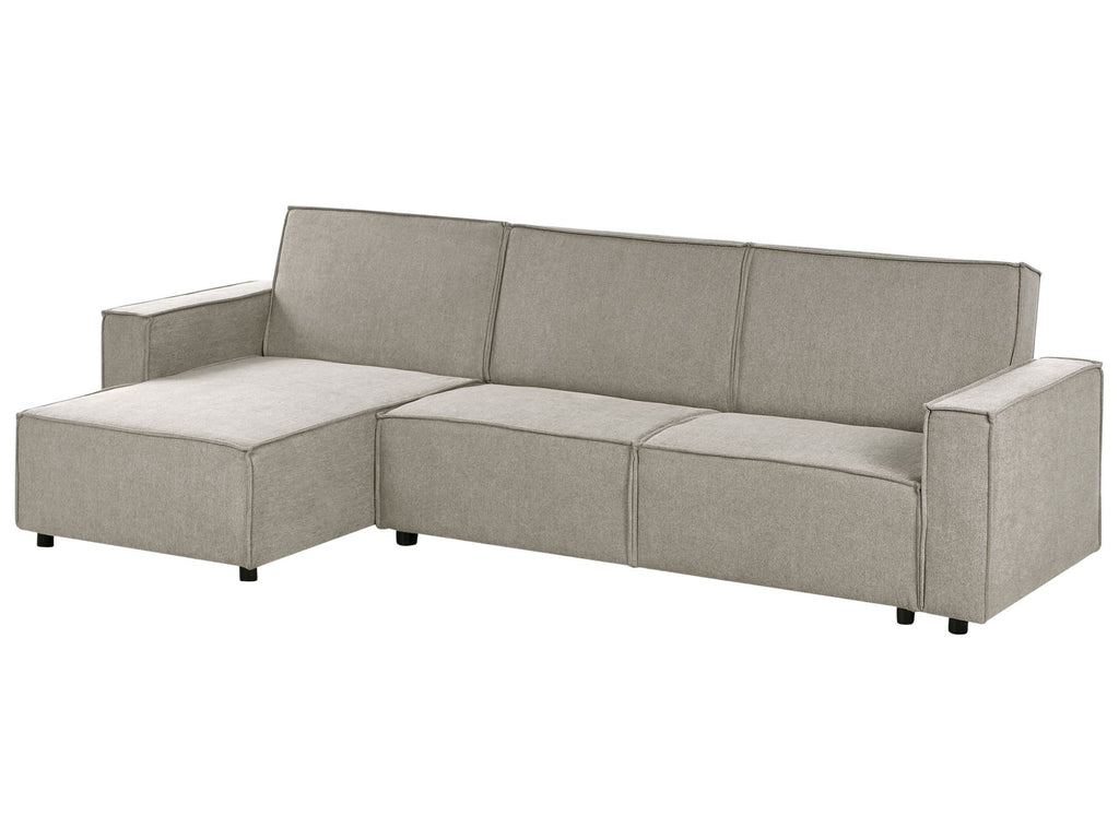 Corner Sofa Bed ROMEDAL II Fabric Beige 3 Seater Right Hand
