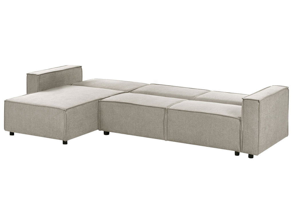Corner Sofa Bed ROMEDAL II Fabric Beige 3 Seater Right Hand