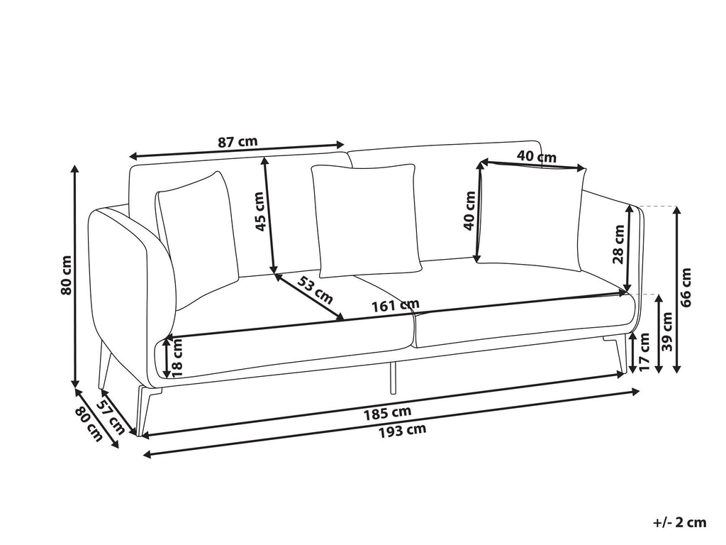 3 Seater Velvet Sofa Taupe BODUM