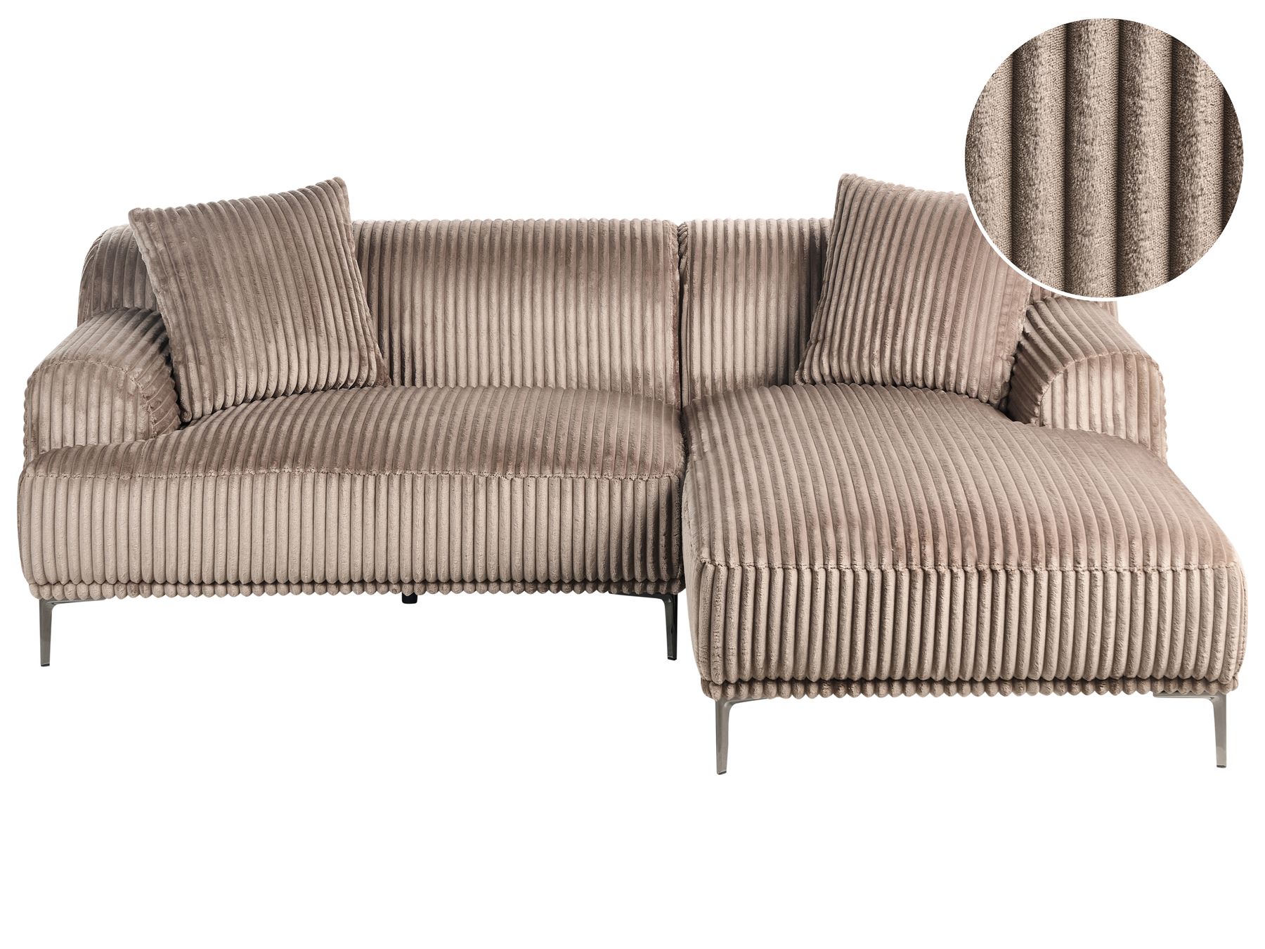 Corner Sofa STENUM Corduroy Light Brown Left Hand
