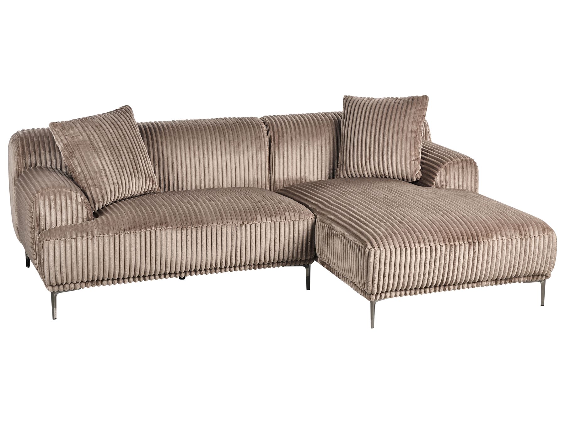 Corner Sofa STENUM Corduroy Light Brown Left Hand
