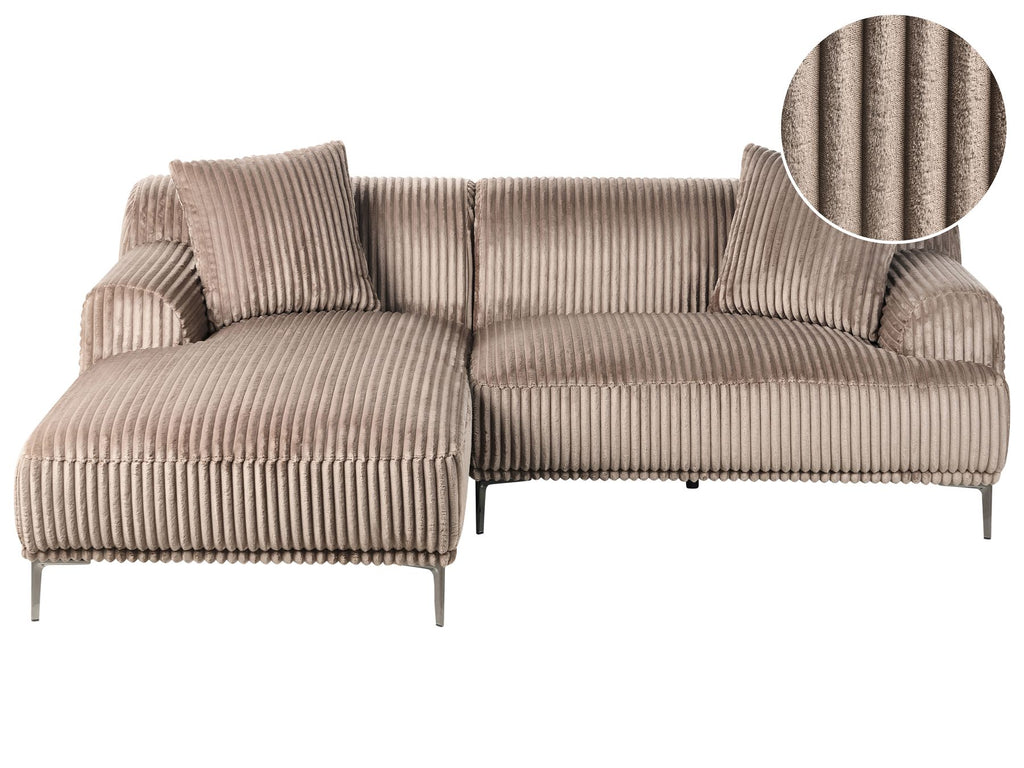 Corner Sofa STENUM Corduroy Light Brown Right Hand