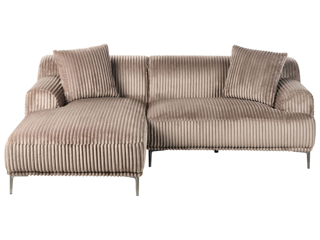 Corner Sofa STENUM Corduroy Light Brown Right Hand