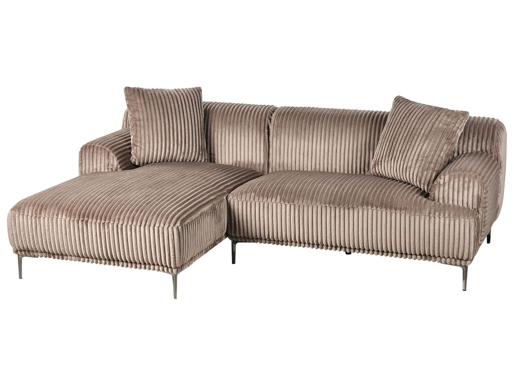 Corner Sofa STENUM Corduroy Light Brown Right Hand