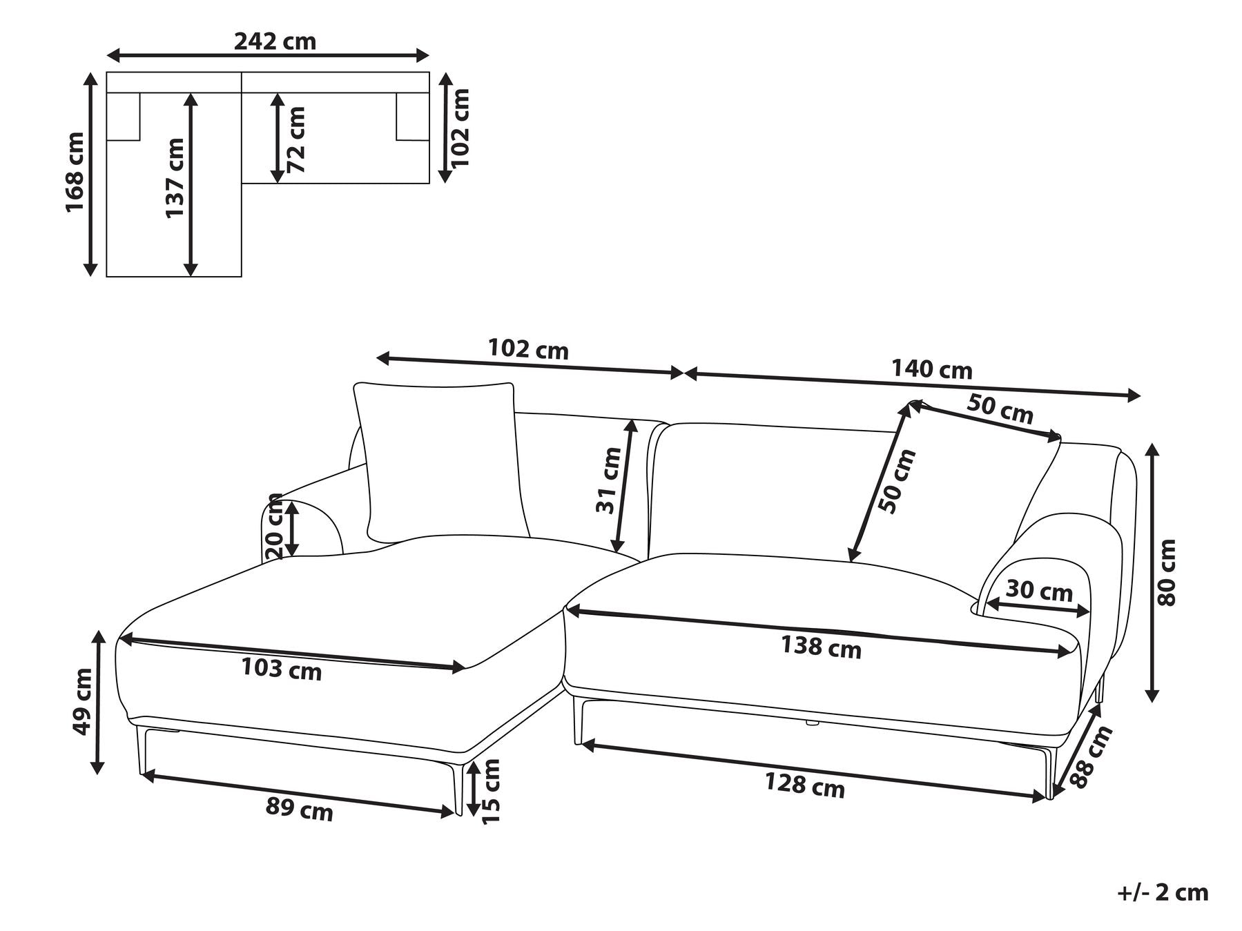 Corner Sofa STENUM Corduroy Light Brown Right Hand