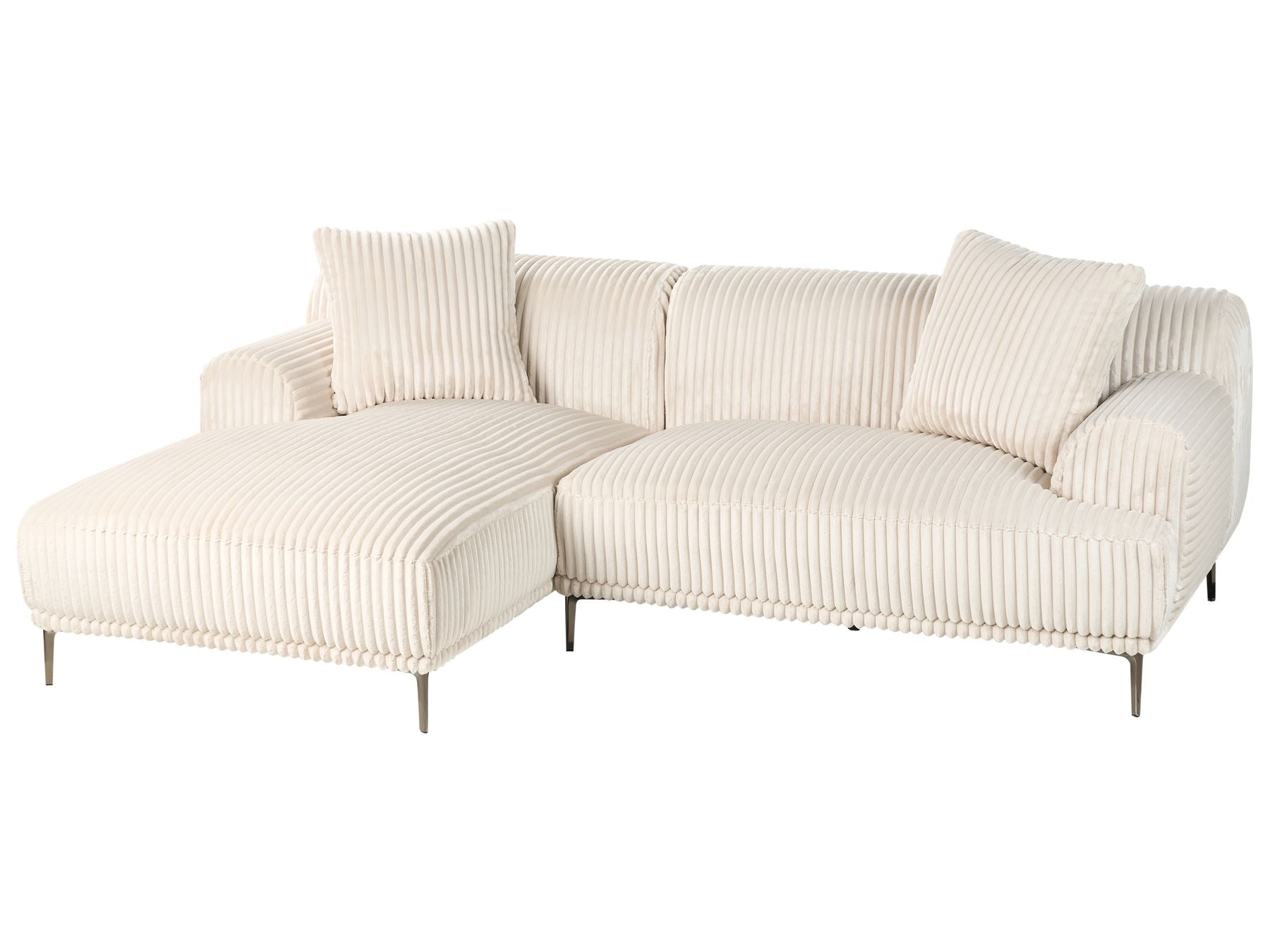 Corner Sofa STENUM Corduroy Off-White Left Hand