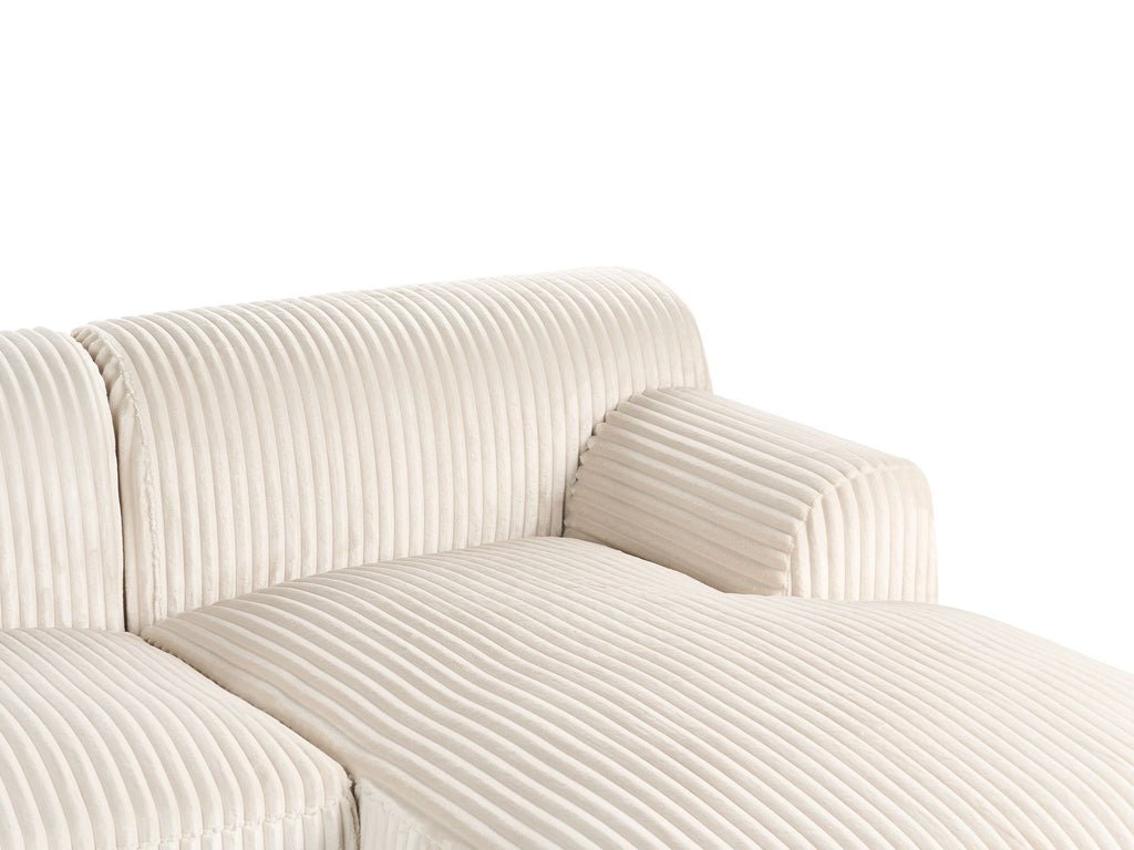 Corner Sofa STENUM Corduroy Off-White Left Hand