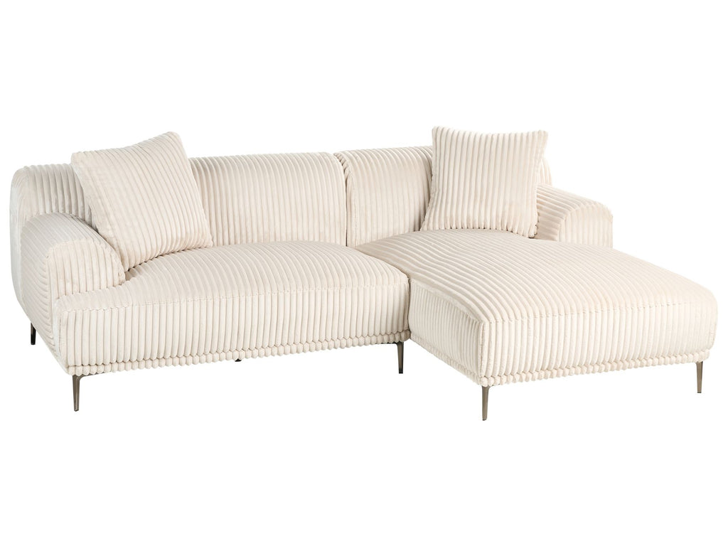 Corner Sofa STENUM Corduroy Off-White Right Hand