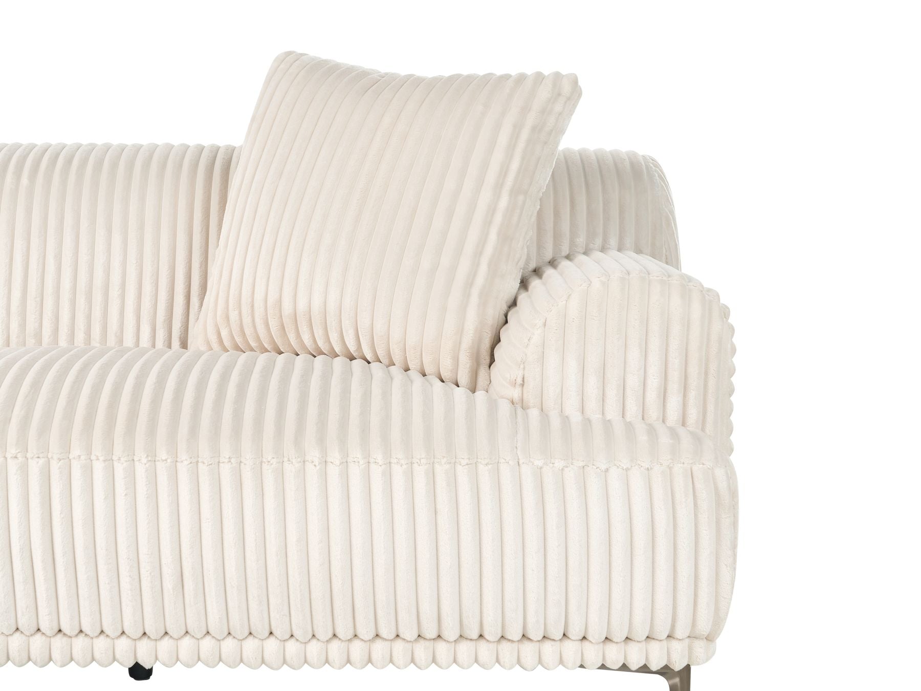 Corner Sofa STENUM Corduroy Off-White Right Hand