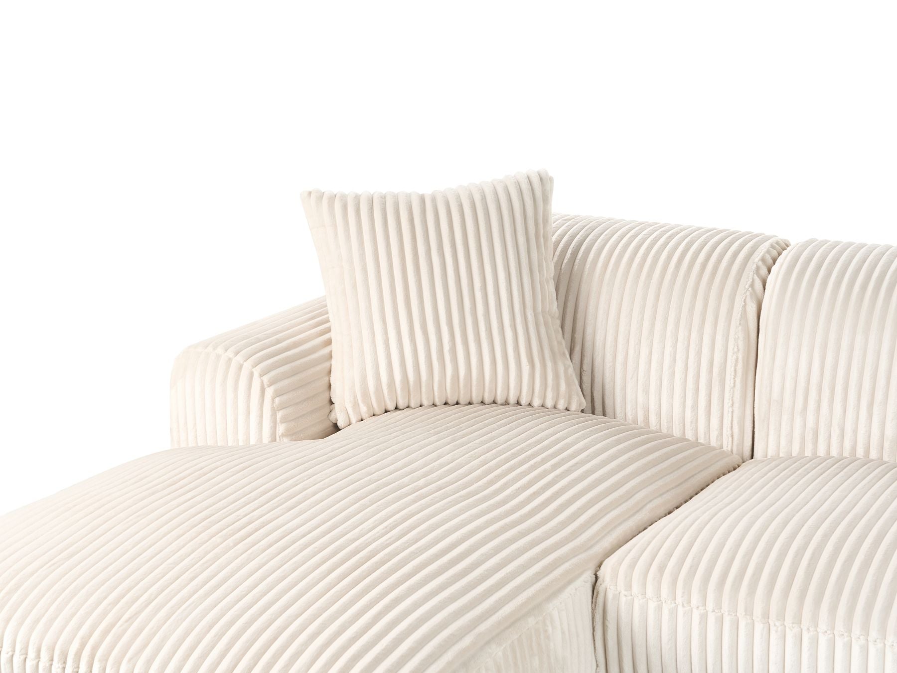 Corner Sofa STENUM Corduroy Off-White Right Hand
