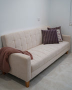 Sofa Bed VEHKOO Fabric Off-White 3 Seater