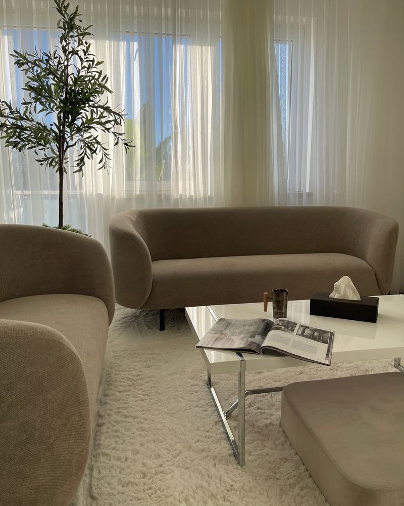 3 Seater Fabric Sofa Taupe LOEN