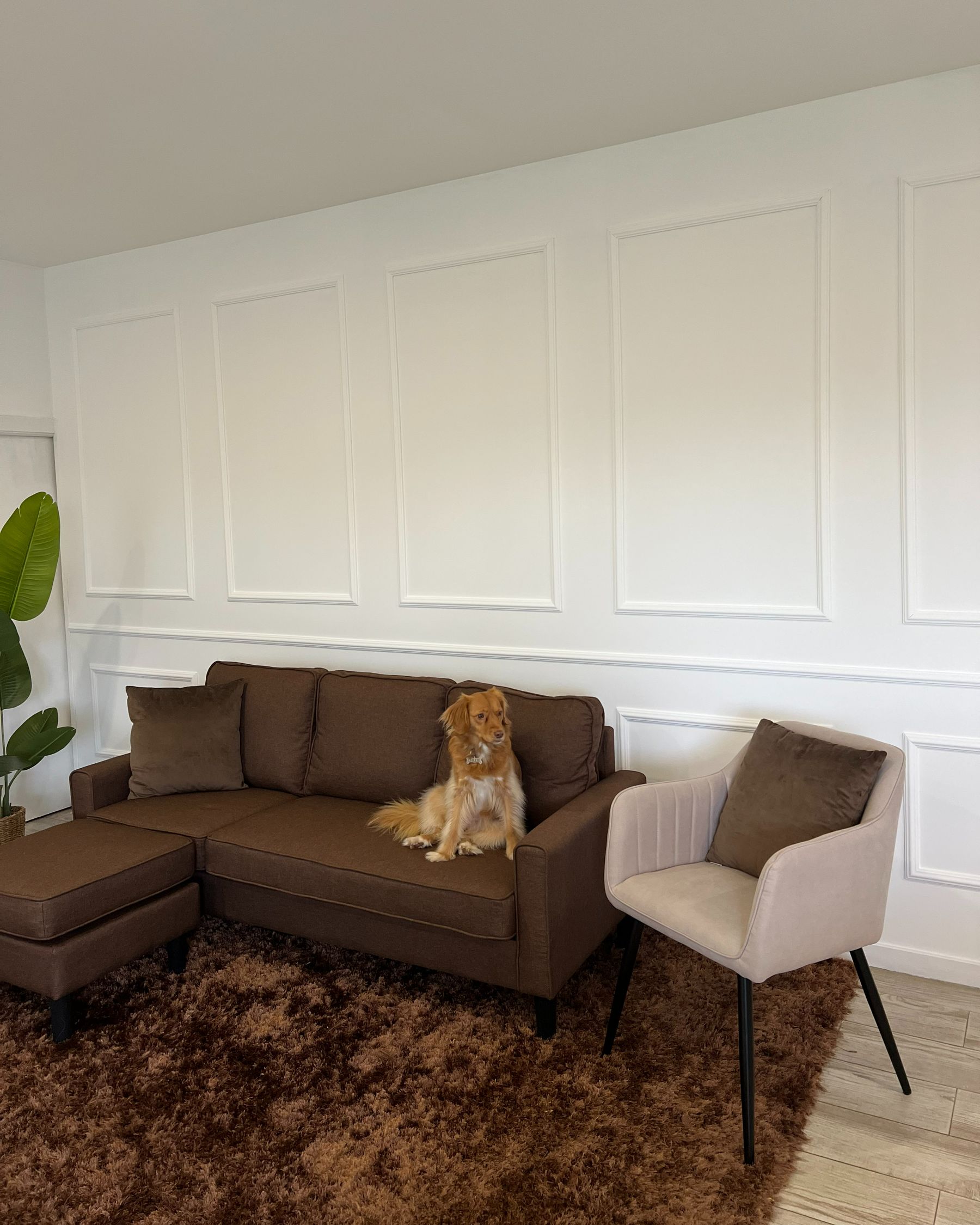 3 Seater Fabric Sofa with Ottoman Brown AVESTA