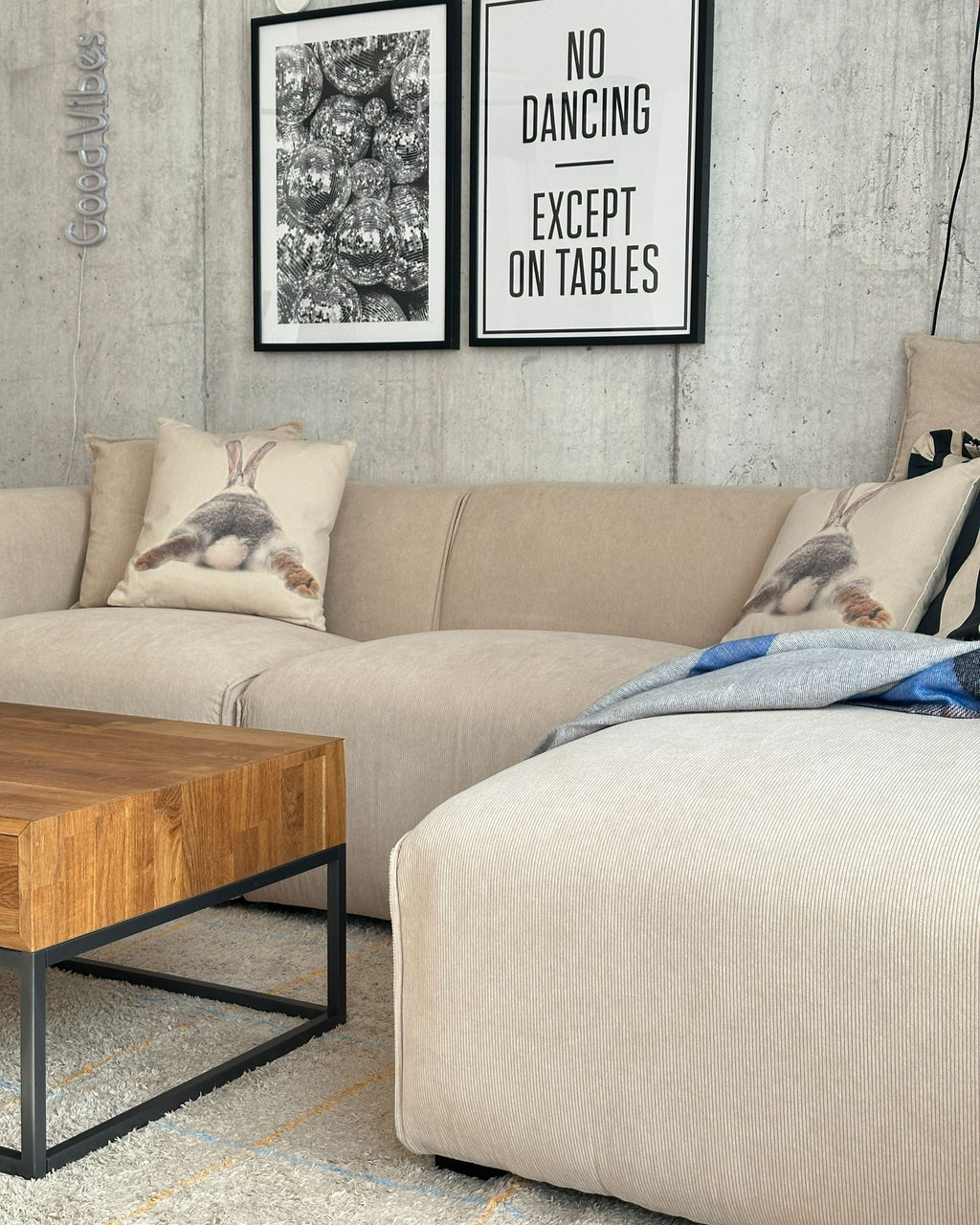 Corner Sofa DOLVA Corduroy Beige 3 Seater Left Hand