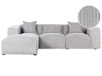 Right Hand Jumbo Cord Corner Sofa Light Grey DOLVA